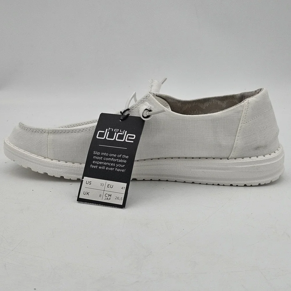 Hey Dude Wendy Chambray White Slip on Shoes Casual Women Size 10